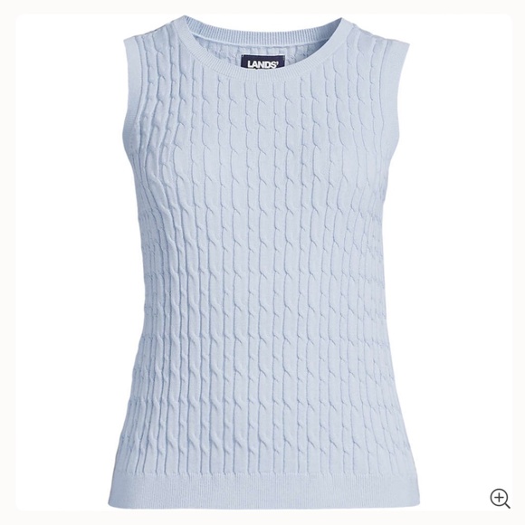 Lands' End Fine Gauge Cotton Cable Tank Sweater - Picture 3 of 3